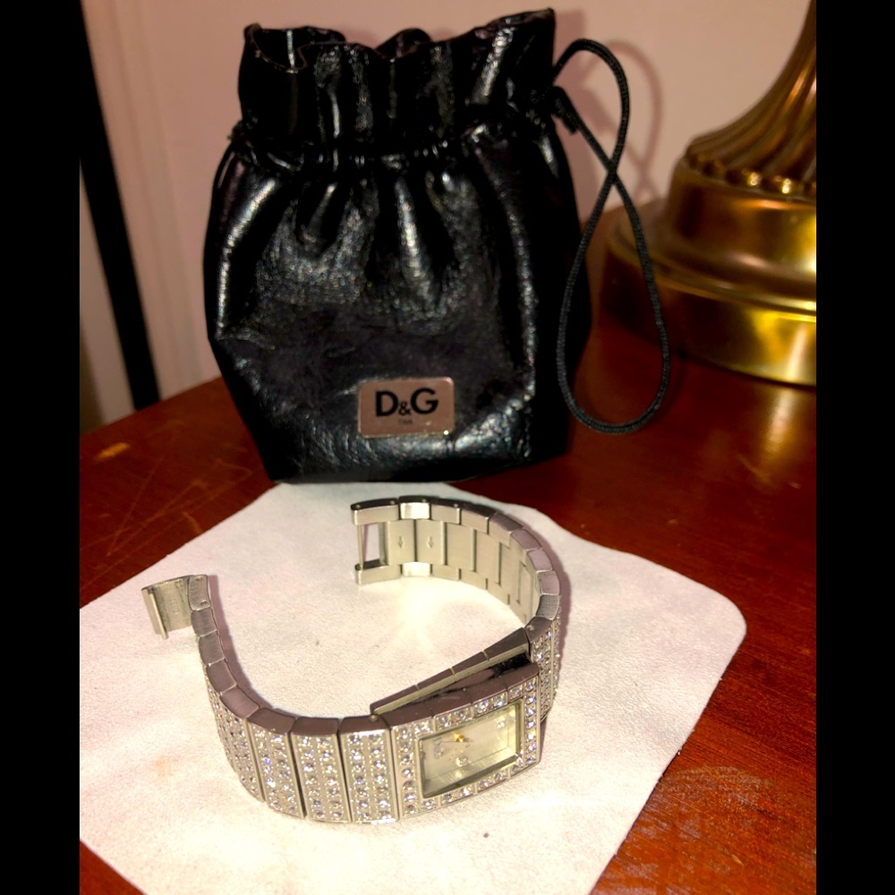 D&G Diamond Encrusted Link Watch